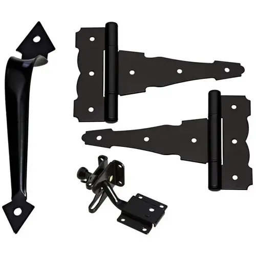 DPV878 Decorative Gate Kit with 2 Hinges and 1 Latch Black Finish - pack of 5