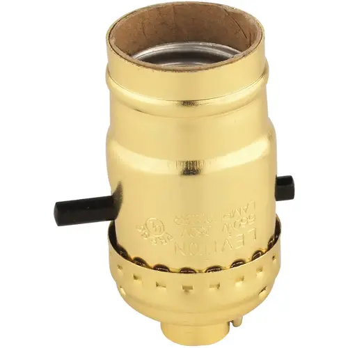 Push-Button Medium Base Brass Lamp Socket