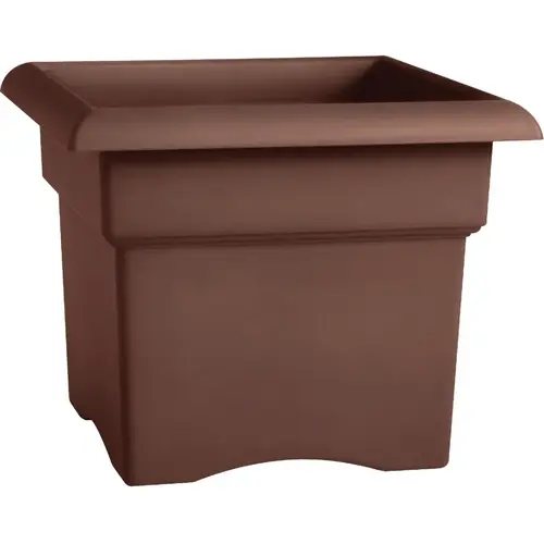 Deck Box Planter, 18 in W, Round, Veranda Design, Plastic, Charcoal