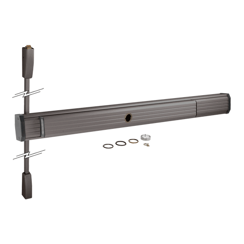 Dark Bronze 36" x 84" Jackson 1275 Push Pad Surface Vertical Rod Panic Exit Device with Cylinder Dogging