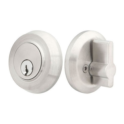 Round Satin Stainless Single Cylinder Deadbolt Satin Stainless Steel Finish