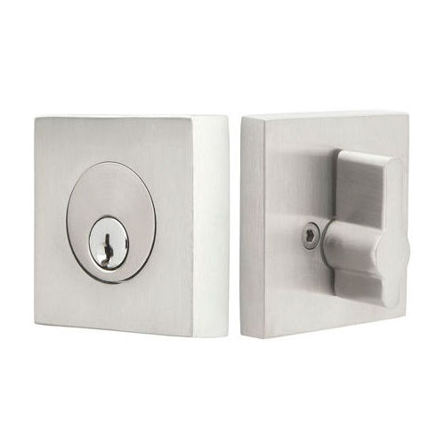 Square Satin Stainless Single Cylinder Deadbolt Satin Stainless Steel Finish