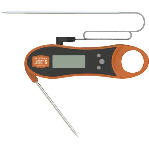 Oklahoma Joe's 5328279P06 PitPro Series Instant Read Thermometer,-40 to 572 deg F, Backlit Display, 2 Probe Sensor Black/Orange