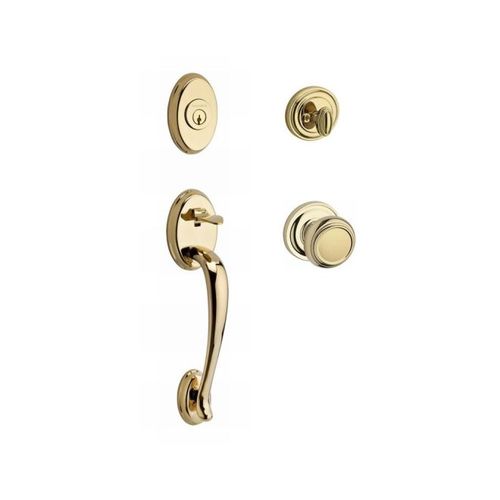 Single Cylinder Columbus Handleset Traditional Knob and Traditional Round Rose with 6AL Latch and Dual Strike Lifetime Brass Finish