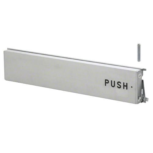 Aluminum Finish Model 3186 Mid-Panel Concealed Vertical Rod Exit Device "PUSH" Engraved on Push Pad Hex Bolts at Both Latch Points Right Hand Reverse Bevel