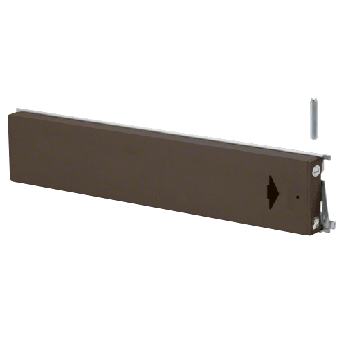 Dark Bronze Model 3186 Mid-Panel Concealed Vertical Rod Exit Device Arrow Engraved on Push Pad Hex Bolts at Both Latch Points Right Hand Reverse Bevel