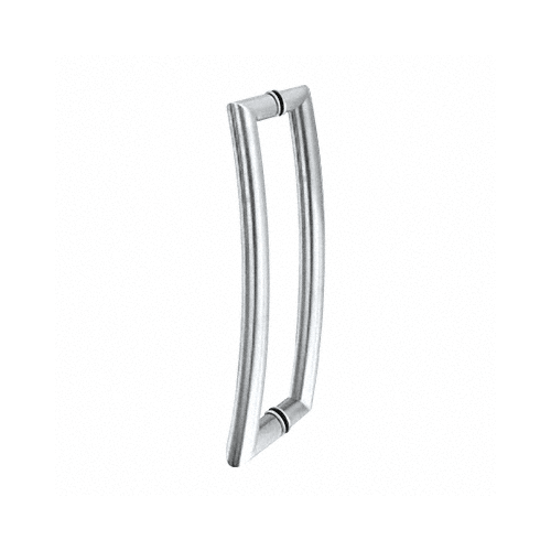 Polished Stainless Glass Mounted Curved Tubular Back-to-Back Pull Handle - 18" (457 mm)