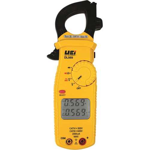 UEI TEST INSTRUMENTS DL569 400a Dual Display Clamp Meter With Test Lead Storage