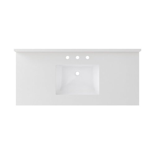 CRAFT + MAIN QZ49228SWR Vanity Top, 22 in OAL, 49 in OAW, Quartz, Snow White, Undermount Sink, 1-Bowl, Rectangular Bowl