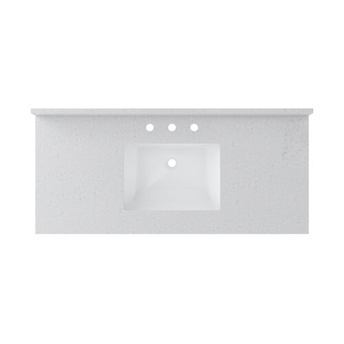 CRAFT + MAIN QZ49228CVR Vanity Top, 22 in OAL, 49 in OAW, Ceramic/Quartz, Carrara Vita, Undermount Sink, 1-Bowl