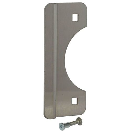 2-5/8" x 6" Short Latch Protector for Outswing Doors with EBF Fasteners Satin Stainless Steel Finish