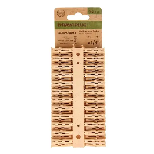Rawl Uno Series Multi-Purpose Anchor, 1-1/4 in L, Polypropylene/Timber