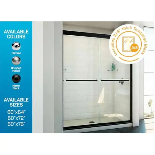 SGS BAYWG-60X72-MBL Bayline Series 3/8" Thick Glass & Hardware Package Matte Black