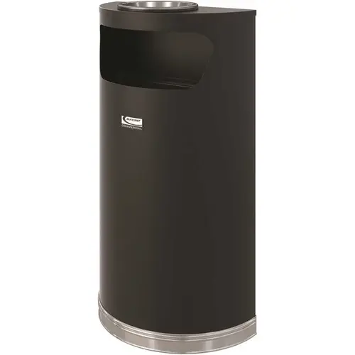 9 Gallon Half-Round Metal Trash Can With Ashtray