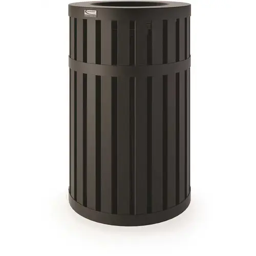 Slated Commercial Suncast Commercial MTCRND4500 45 Gallon Round Slatted Metal Trash Can ...