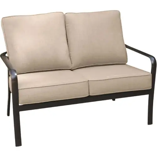 Cape Soleil FAIRLVST-1GMASH Commercial Aluminum Slat Back Loveseat With Sun Umbrella Cushion