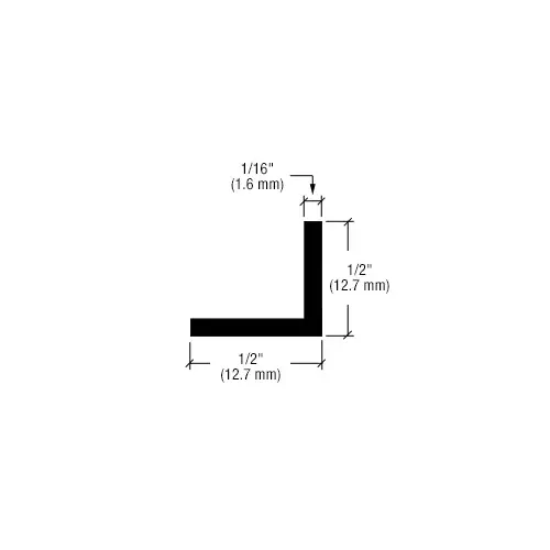 CRL-U.S. Aluminum A05011 Clear Anodized L-Bar 1/2" x 1/2" x 1/16" - 21'-2"