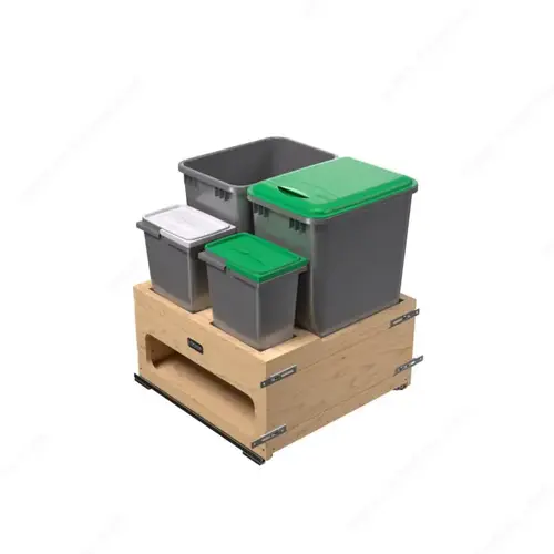 Rev-A-Shelf Wood Bottom Mount Pullout Waste/Trash Container with Storage