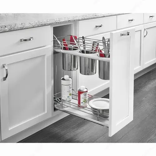 Rev-A-Shelf two-Tier Utility Organizer for Utensils Gray/Chrome