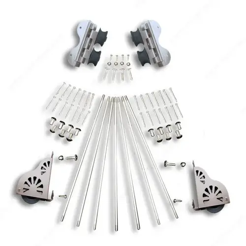 Quiet Glide 88QG710185 Swivel Rolling Ladder Hardware set with brake wheels Satin Finish Nickel