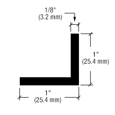 Mill Finish L-Bar 1" x 1" x 1/8" - 21'-2" Stock Length