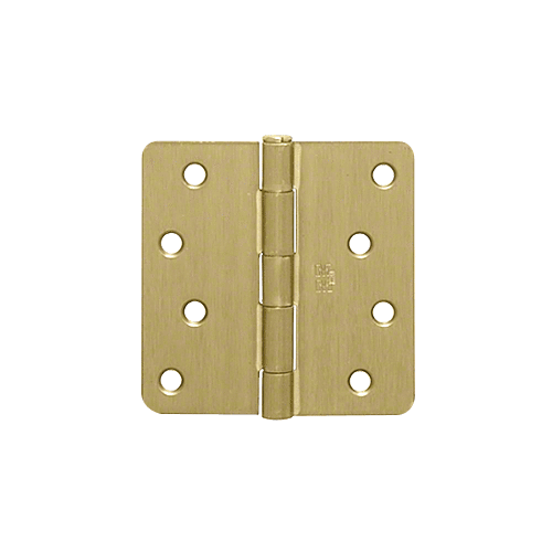 Dull Brass 4" x 4" Residential Hinge 1/4" Radius Pair