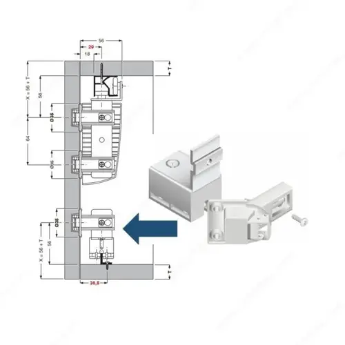 CINETTO PS23KI1001 PS23 Lower Guide Hinge