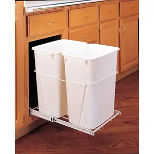 Rev-a-Shelf RV18KD11CS20 double Pull-Out Waste Containers - Metallic Silver White / Chrome