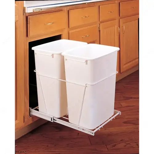 Rev-a-Shelf RV18KD11CS20 double Pull-Out Waste Containers - Metallic Silver White / Chrome
