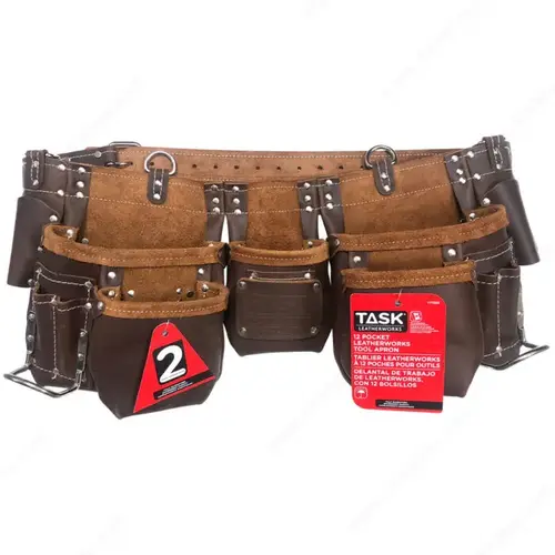 Task Tools Master Carpenter's Apron - 12-Pocket Top Grain Leather Work Apron