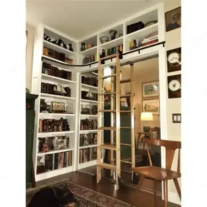 CSH WEBKIT1245628 Rolling Wood Ladder on Curve Rails Matte Black