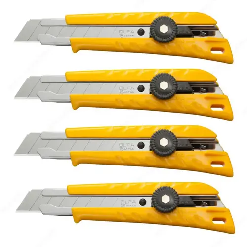 Olfa 901804 Classic L-1 Heavy-Duty Ratchet-Lock Utility Knife, 4-Pack