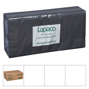 LAPACO 501-116 BEVERAGE NAPKIN 2 PLY BLACK 10 X 10 1/4 FOLD