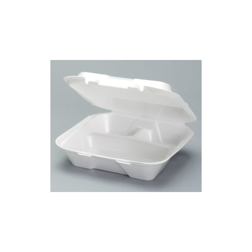 CONTAINER HINGED LARGE SNAP-IT THREE COMPARTMENT WHITE