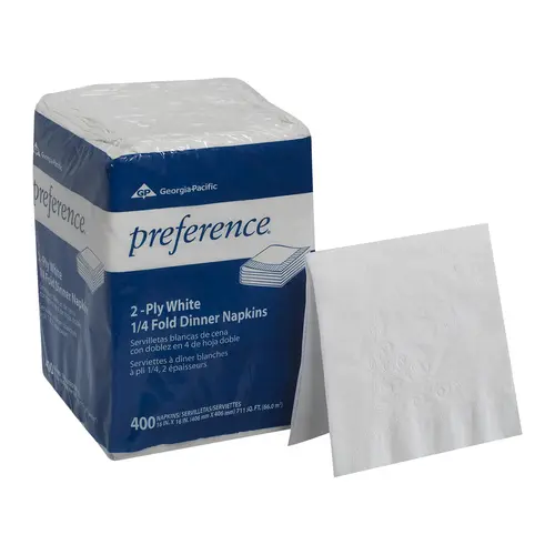 DINNER NAPKIN 2 PLY WHITE 1/4 FOLD