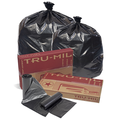 Pitt Plastics True-Mil 36 Inch X 58 Inch 1.8 Millimeter 55 Gallons Xx Heavy Black Star Perforated Roll Can Liner, 10 Count