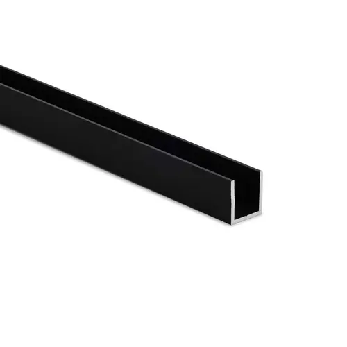 U-Channel - Deep 1/2" Glass - 94" - Matte Black