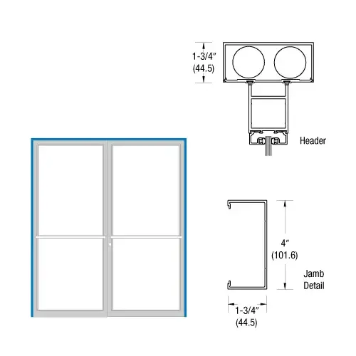 CRL-U.S. Aluminum 0Z1272272 Bronze Black Anodized Open Back Up and Over Frame for Pair of Doors Center Hung with Concealed Panics