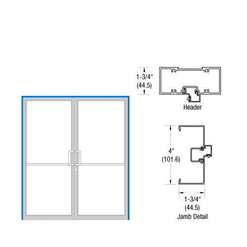 CRL-U.S. Aluminum 0B1221172 Clear Anodized Up and Over Open Back Frame for Pair of Doors Offset Hung Using Surface Mount