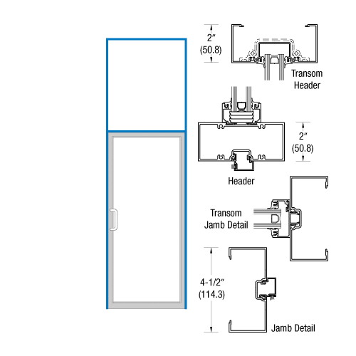 CRL-U.S. Aluminum 0V91222L36 Dark Bronze/Black Anodized Class 1 Right Hand Open Back Transom Frame for Single Rim Panic Door Prepped for Offset Surface Mount