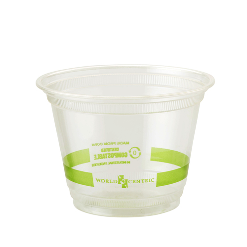 WORLD CENTRIC CP-CS-9Q 9 oz Clear Squat Cups - Ingeo - Compostable - Case of 1000