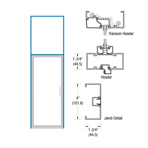 CRL-U.S. Aluminum 0Z31222R36 Bronze Black Anodized Right Hand Open Back Transom Frame for Single Door Offset Hung Surface Mount Closer with Concealed Panic