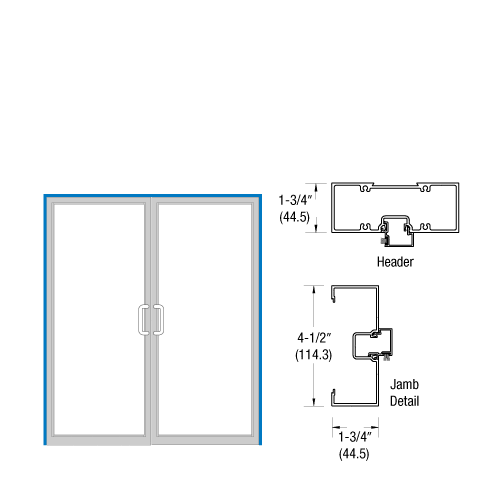 Bronze Anodized Open Back Up and Over Door Frame for Pair of Doors with Offset Pivots, Panics and Using Surface Closers