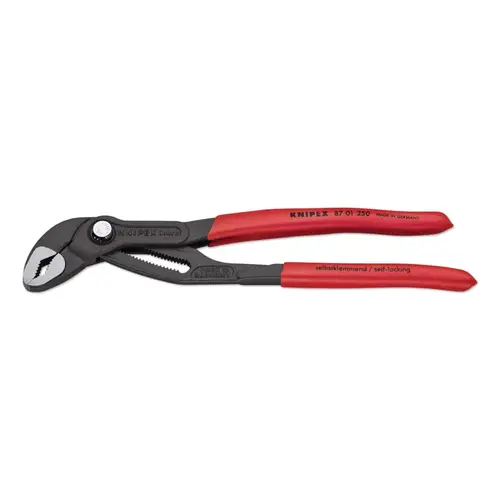 Knipex 8701250 Cobra  Water Pump Pliers, 10 in OAL, V-Jaws, 25 Adjustments, Serrated