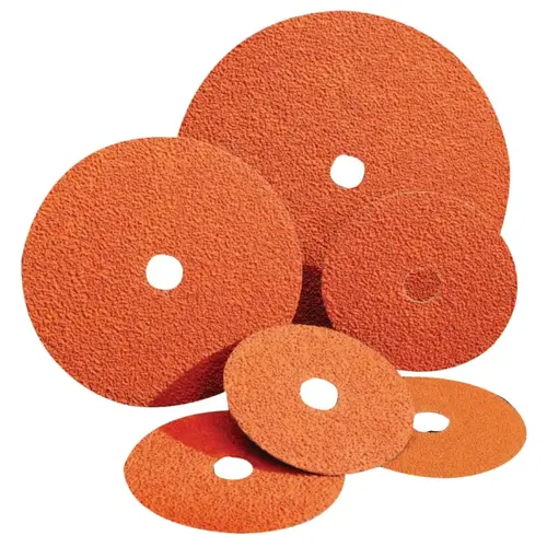 Blaze Coated Fiber Discs, Ceramic, 5 in Dia., 50 Grit Orange