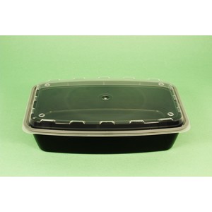 CUBEWARE CR-1156B-VL100 RECTANGLE CONTAINER 56OZ BLACK VENTED LID