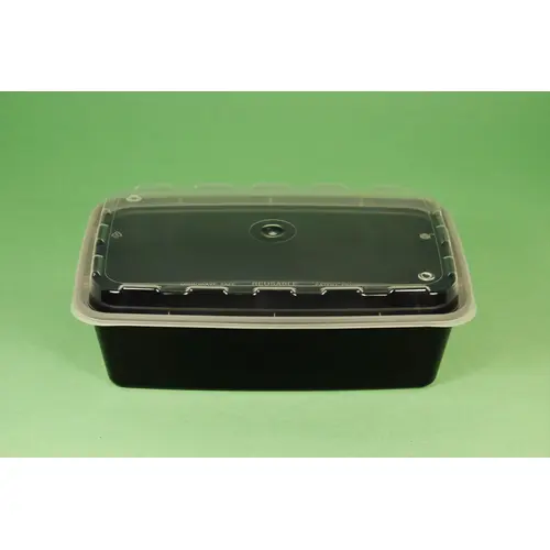 CUBEWARE CR-937B-VL Cubeware 38 Ounce Rectangular Black & Clear Vented Lid, 150 Set