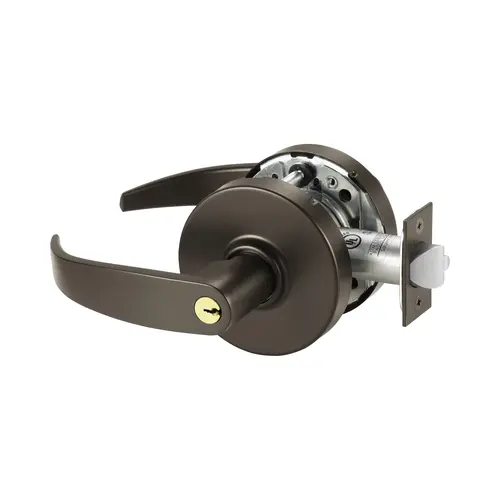 Storeroom Cylindrical Lock Grade 1 with P Lever and L Rose and ASA Strike and LA Keyway Dark Bronze Finish