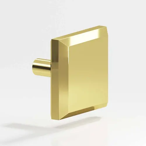 126 Series 1-1/4" Square Cabinet Knob Polished Brass Finish