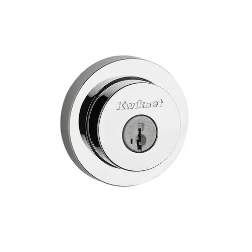 Milan Round Rose Single Cylinder Deadbolt SmartKey with 6AL Latch and STRKP Strike Pack which includes Square Corner, Round Corner and 5303 Round Corner Full Lip Strikes KA3 Bright Chrome Finish